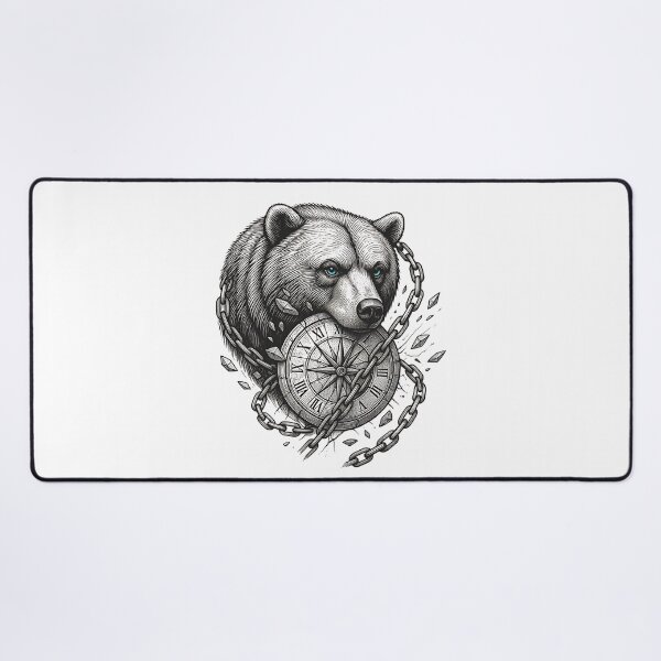 Item preview, Breaking the Chains of Time Bear Vintage Clock Graphic Design designed and sold by Kavya Art.