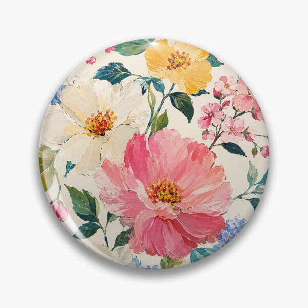 Item preview, Large Botanical Acrylic Floral Seamless Pattern | Textured Impasto Bloom Wallpaper | Vibrant Painterly Surface Design designed and sold by AnimalAirtistry.