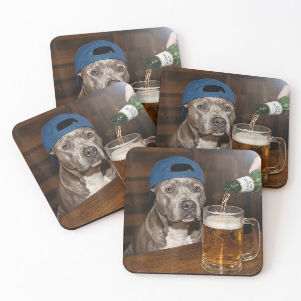 Item preview, Funny Pitbull Dog Wearing Hat Drinking Beer At Bar Pet Lover Gift designed and sold by NgumohaLanke.