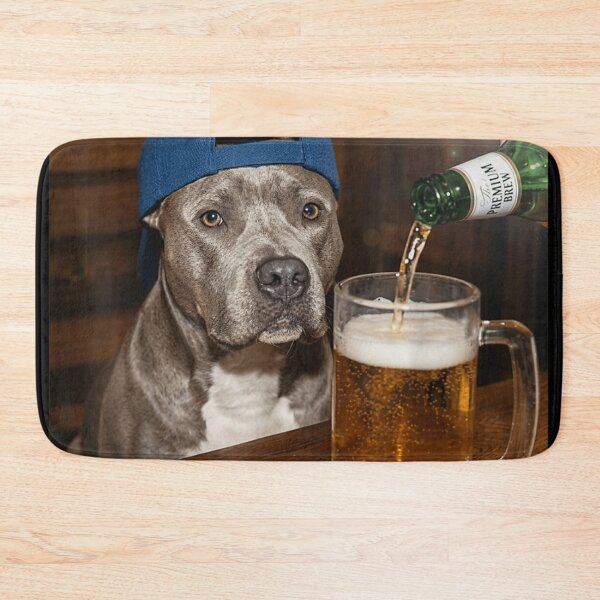 Item preview, Funny Pitbull Dog Wearing Hat Drinking Beer At Bar Pet Lover Gift designed and sold by NgumohaLanke.