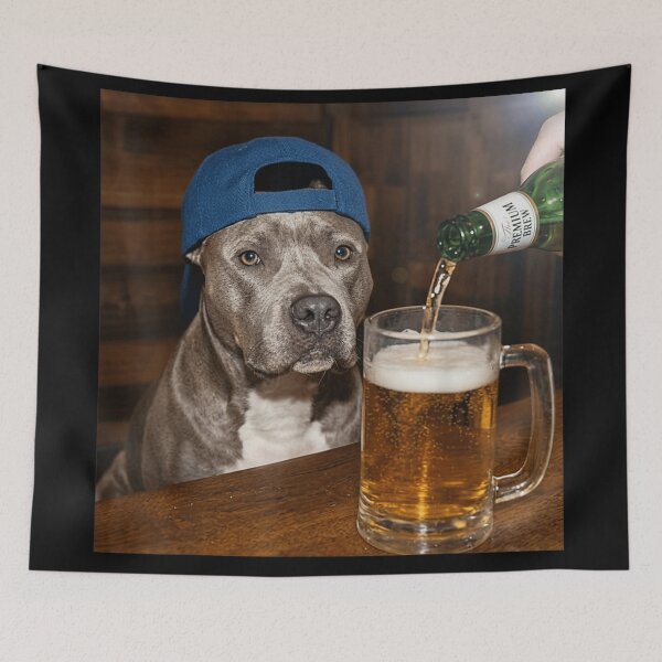 Item preview, Funny Pitbull Dog Wearing Hat Drinking Beer At Bar Pet Lover Gift designed and sold by NgumohaLanke.