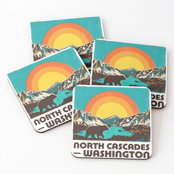 Item preview, North Cascades Washington Retro Bear National Park Art designed and sold by LoliDesignShop.