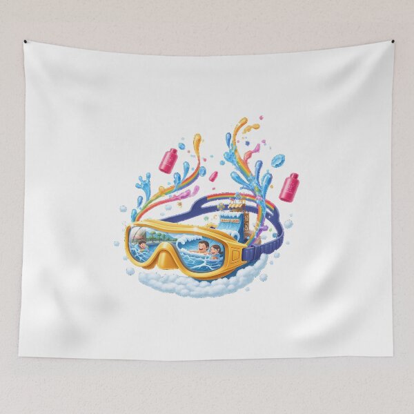 Item preview, Yellow Swim Goggles Water Park Illustration designed and sold by AbanoubStore.
