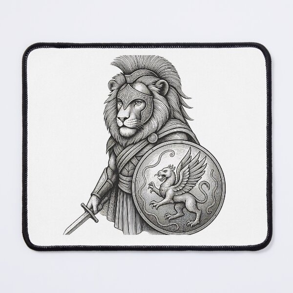 Item preview, Lion Warrior Spartan Fantasy Guardian Engraving Art Design designed and sold by Kavya Art.
