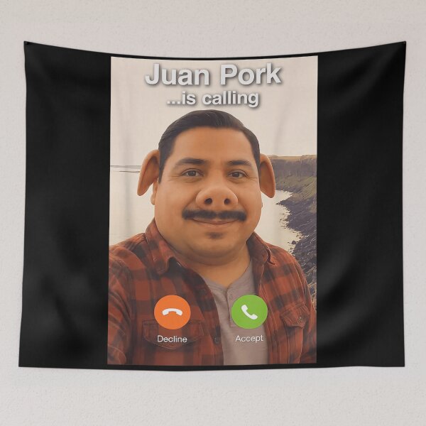 Item preview, Juan Pork Is Calling Funny Pig Man Meme Aesthetic Viral Internet Trend designed and sold by StuZabine.