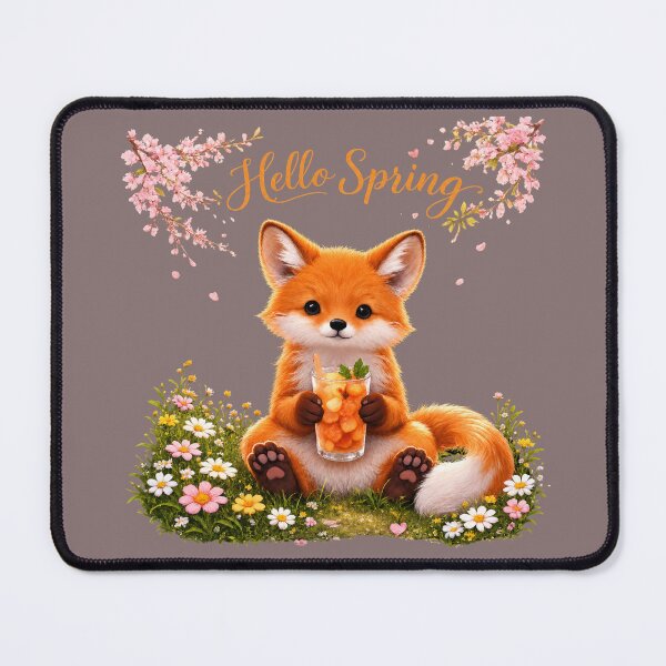Item preview, Hello Spring Fox – Cute Peach Iced Tea Animal Illustration designed and sold by IsyLaneDesign.