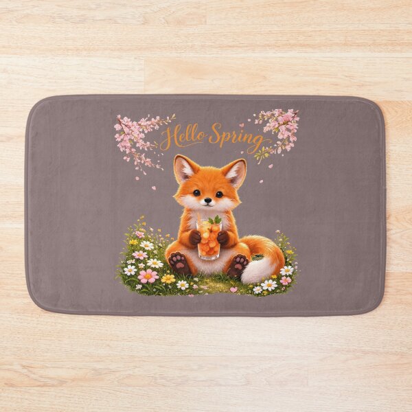Item preview, Hello Spring Fox – Cute Peach Iced Tea Animal Illustration designed and sold by IsyLaneDesign.