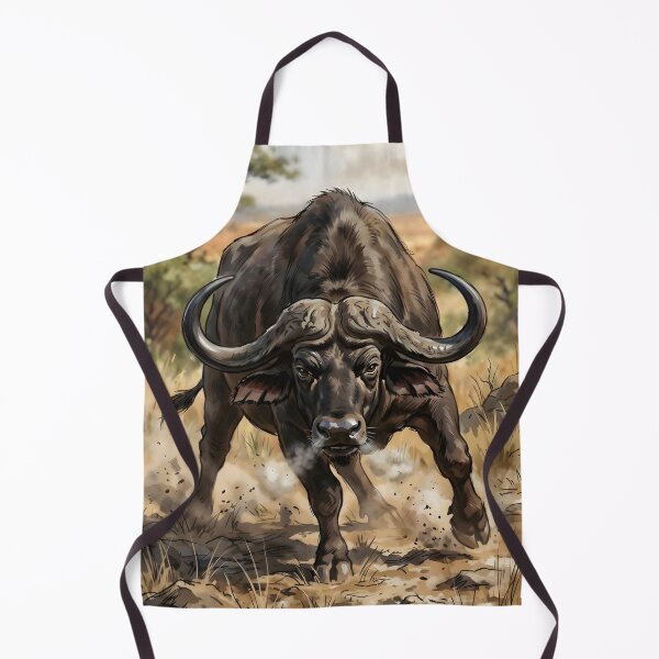 Item preview, African Cape Buffalo Savanna Watercolor Illustration designed and sold by RubisLeaf.