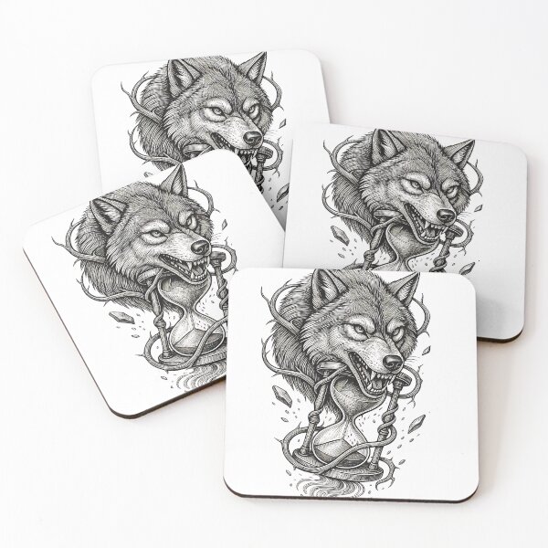 Item preview, Wolf of Time Fierce Hourglass Fantasy Engraving Design designed and sold by Kavya Art.