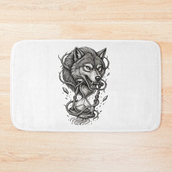 Item preview, Wolf of Time Fierce Hourglass Fantasy Engraving Design designed and sold by Kavya Art.