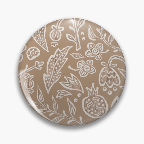 Item preview, Boho Folk Floral Pattern | Scandinavian Cottagecore Botanical Print on Brown designed and sold by SIR13.