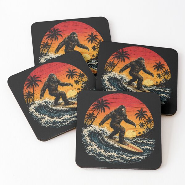 Item preview, Bigfoot Surfer Retro Sunset Sasquatch Surfing Summer designed and sold by Kladhadredo.