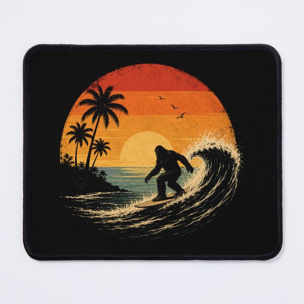Item preview, Bigfoot Surfer Retro Sunset Sasquatch Surfing Summer designed and sold by Kladhadredo.