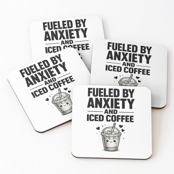 Item preview, Fueled By Anxiety And Iced Coffee Funny Mental Health Humor T-Shirt Sticker Mug designed and sold by irfanshikh.
