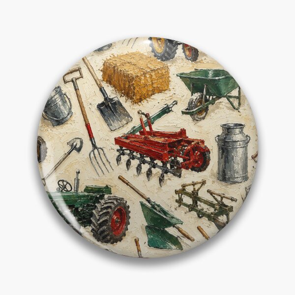 Item preview, Farm Equipment Seamless Pattern | Vintage Tractor & Tool Acrylic Texture Print | Rustic Agricultural Wallpaper Design designed and sold by AnimalAirtistry.