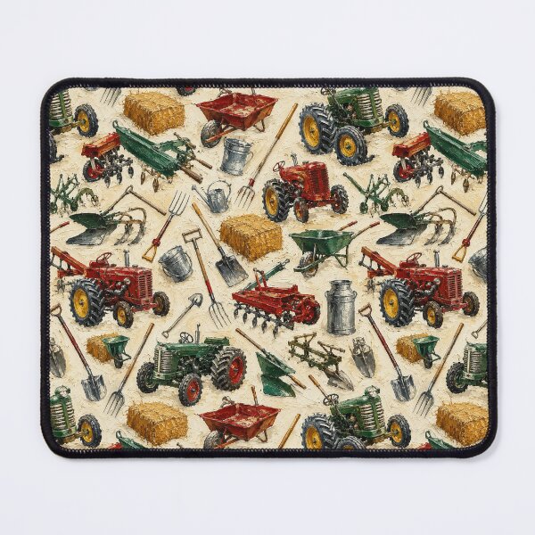 Item preview, Farm Equipment Seamless Pattern | Vintage Tractor & Tool Acrylic Texture Print | Rustic Agricultural Wallpaper Design designed and sold by AnimalAirtistry.