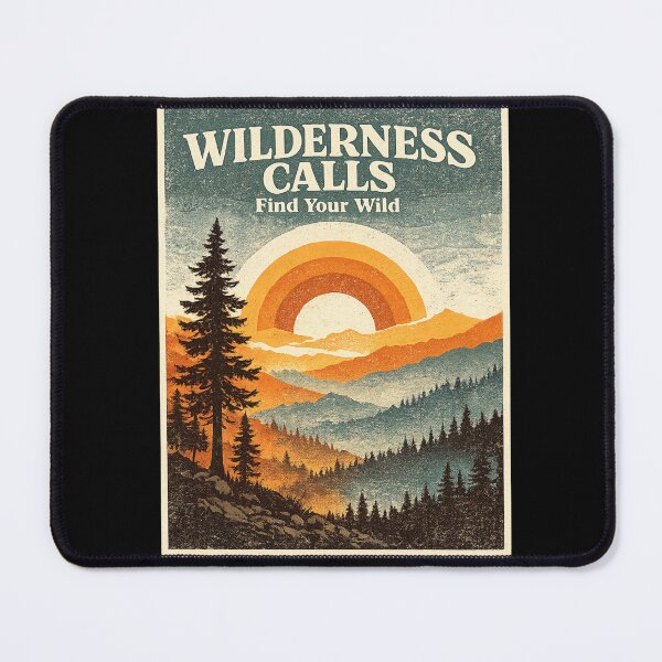 Item preview, Wilderness Calls Retro Mountain Vintage 70s Outdoor Adventure Nature Poster T-Shirt designed and sold by irfanshikh.