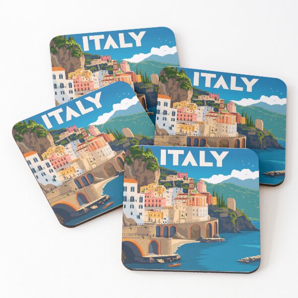 Item preview, Vintage Italy Travel Poster Coast and Sea designed and sold by Unframed-Art.