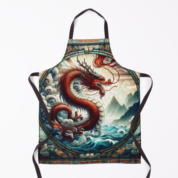 Item preview, The Red Dragon of the South Sea | Stained Glass Fantasy Art designed and sold by Stoneflower-Art.