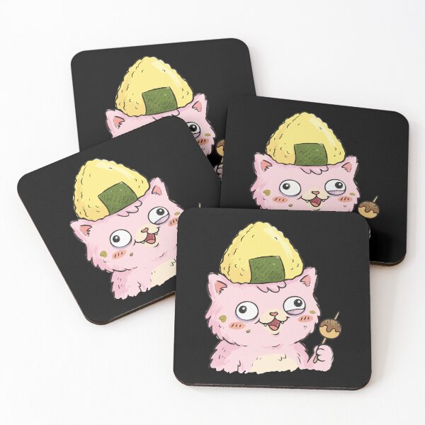 Item preview, Pink Dazed Feline Japanese Foodie designed and sold by Emegan Print Art.