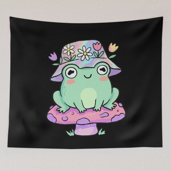 Item preview, Charming Amphibian Wearing Iridescent Botanical Headwear designed and sold by Emegan Print Art.