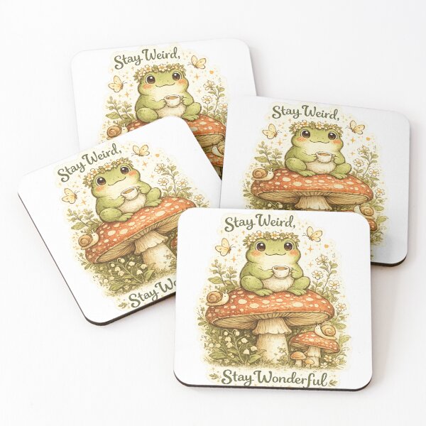 Item preview, Stay Weird Stay Wonderful Mushroom Frog Cottagecore Goblincore Cute Sticker T-Shirt designed and sold by irfanshikh.