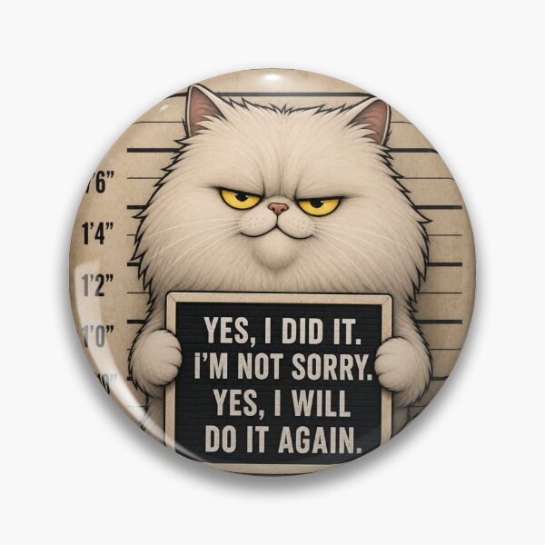 Item preview, Grumpy, fugitive Persian Cat Mugshot Confession designed and sold by digitalbitcraft.