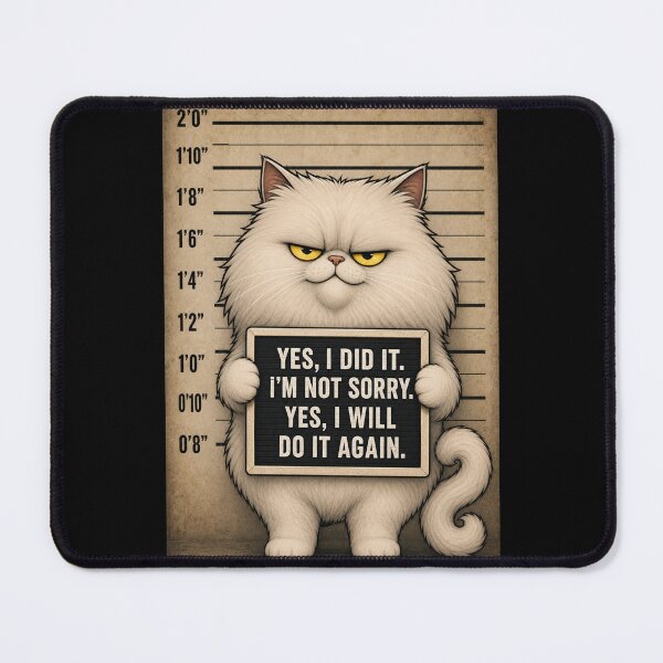 Item preview, Grumpy, fugitive Persian Cat Mugshot Confession designed and sold by digitalbitcraft.