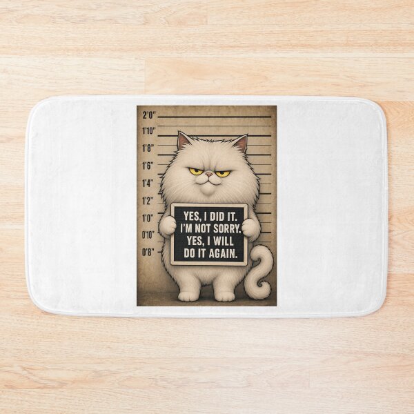 Item preview, Grumpy, fugitive Persian Cat Mugshot Confession designed and sold by digitalbitcraft.