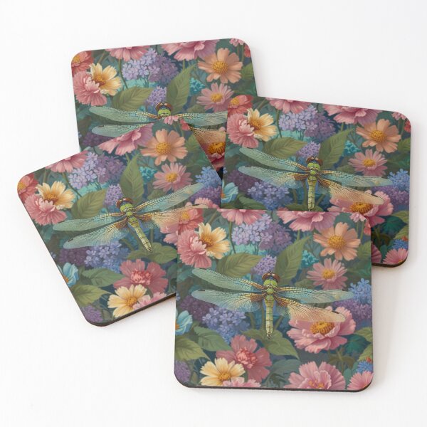 Item preview, Vintage dragonfly pastel watercolor boho chic floral garden  designed and sold by hollycooper.