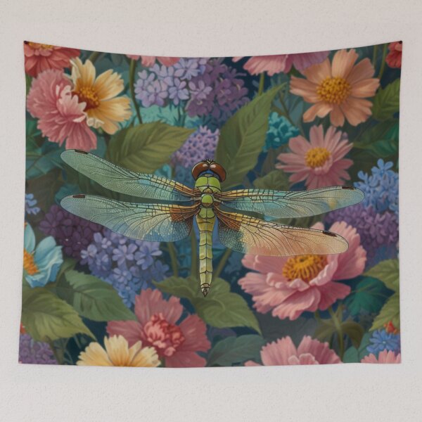 Item preview, Vintage dragonfly pastel watercolor boho chic floral garden  designed and sold by hollycooper.