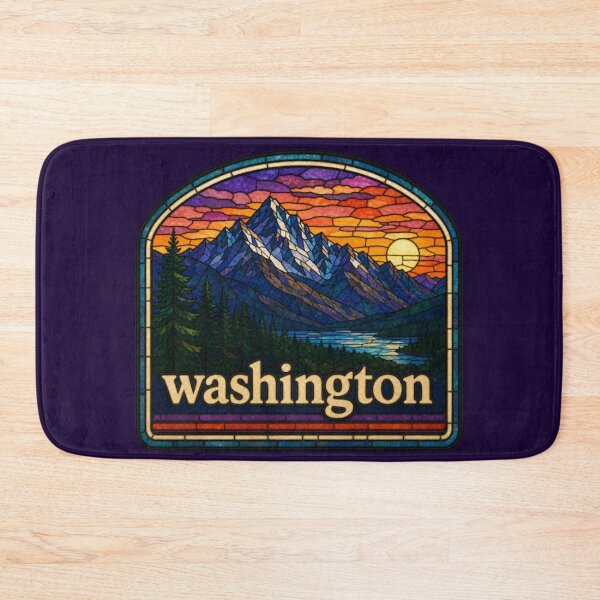 Item preview, Washington State Stained Glass Mountain Sunset designed and sold by Swanny's Custom T-shirt and Gift Designs.