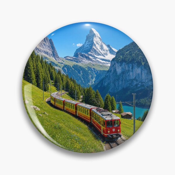 Item preview, Swiss Alps Matterhorn Mountain and Train Landscape designed and sold by Unframed-Art.