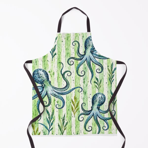 Item preview, Watercolor Octopus Coastal Pattern Art designed and sold by TheSlowShore.