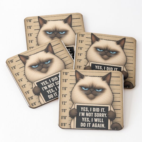 Item preview, fugitive Sassy Siamese Mugshot Cat designed and sold by digitalbitcraft.