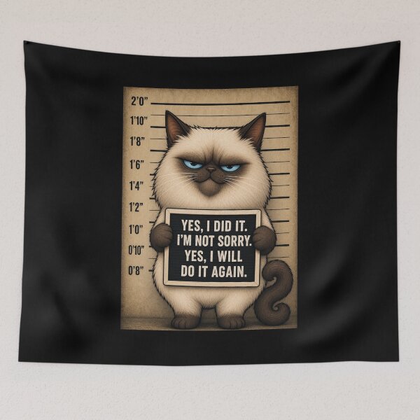 Item preview, fugitive Sassy Siamese Mugshot Cat designed and sold by digitalbitcraft.