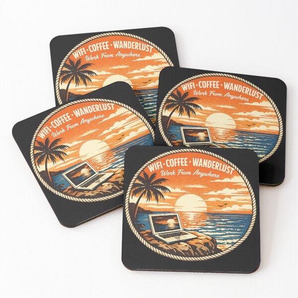 Item preview, WiFi Coffee Wanderlust Digital Nomad Work From Anywhere Remote Work Life T-Shirt Sticker designed and sold by irfanshikh.
