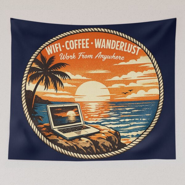 Item preview, WiFi Coffee Wanderlust Digital Nomad Work From Anywhere Remote Work Life T-Shirt Sticker designed and sold by irfanshikh.