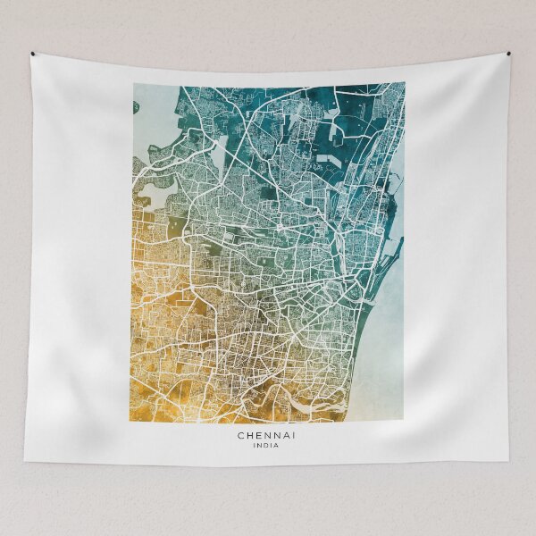 Item preview, Chennai Street Map India designed and sold by ArtPrints.