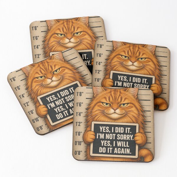 Item preview, Fugitive Ginger Maine Coon Mugshot Cat designed and sold by digitalbitcraft.