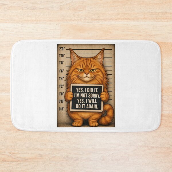 Item preview, Fugitive Ginger Maine Coon Mugshot Cat designed and sold by digitalbitcraft.