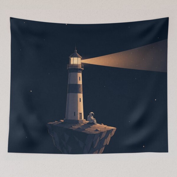 Item preview, Lonely Astronaut Lighthouse in Space Poster designed and sold by Creative_Canvas.