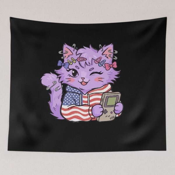 Item preview, Patriotic Gamer Purple Pet Portrait designed and sold by Emegan Print Art.