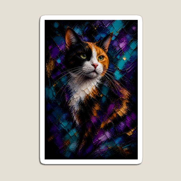 Item preview, Observing Calico Cat Color Explosion Art designed and sold by Vista Atelier.