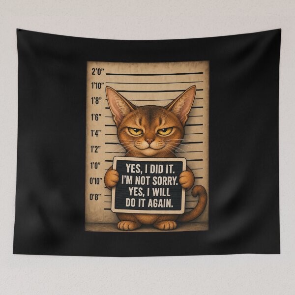Item preview, Fugitive Abyssinian Cat Mugshot Rebel designed and sold by digitalbitcraft.