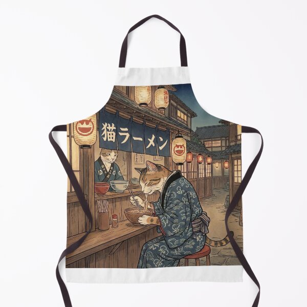 Item preview, Cat Eating Ramen at a Night Stall — Neko Ramen Yatai Zu | Japanese Ukiyo-e Cat Art designed and sold by Ukiyo Neko Hyakkei - Cats of the Floating World-.