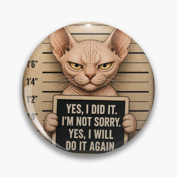 Item preview, Fugitive Sphynx Cat Mugshot Attitude designed and sold by digitalbitcraft.