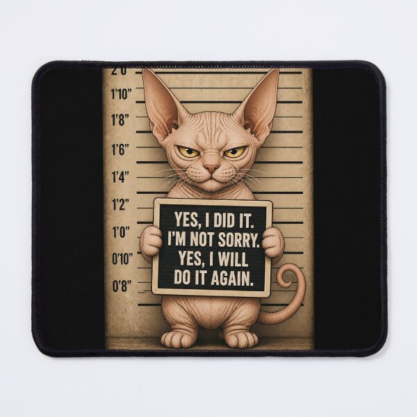 Item preview, Fugitive Sphynx Cat Mugshot Attitude designed and sold by digitalbitcraft.