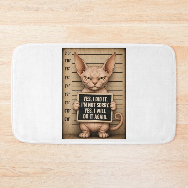 Item preview, Fugitive Sphynx Cat Mugshot Attitude designed and sold by digitalbitcraft.
