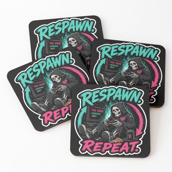 Item preview, You Died Respawn Repeat Skeleton Gamer Arcade Artwork designed and sold by extrisiceye.